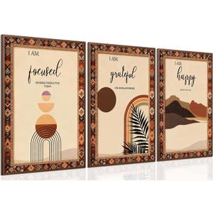 DDOPLKK 3 Pcs Farmhouse Boho Wall Decor Inspirational Boho Prints Wall Art, Motivational Mid Century Positive Affirmations, Minimalist Home Decor for Kitchen Bedroom Living Room,12 x 16 In UnFramed