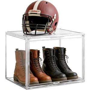 Extra Large 17.7" x 13" x 13" Clear Stackable Storage Bins, Magnetic Lid