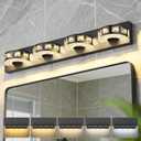 Modern Bathroom Vanity Lights 29.1 inch 32W 5 Color Temperature Black Vanity Light (4-Light,Dimmable) Crystal Bathroom Light Fixtures for Mirror, Living Room, Kitchen, Hallway, Cabinet