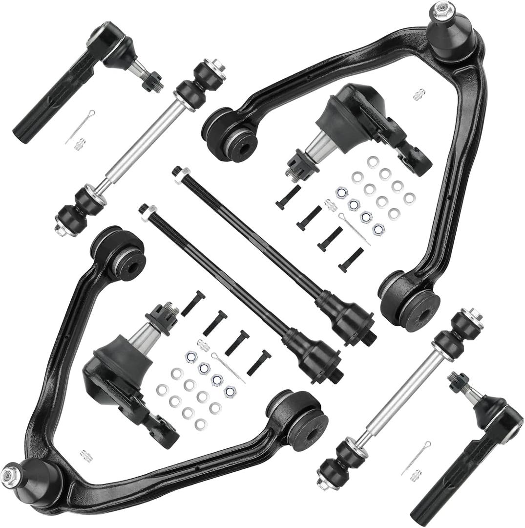 Front Upper Control Arm with Ball Joints Suspension Kit Fit for 1999-2006 Chevrolet Silverado GMC Sierra 1500 RWD Tie Rod Ends Sway Bar Stabilizer Links K80942-10pcs