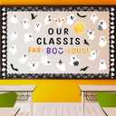 B1ykin Ghost Bulletin Board Decorations Set - 134Pcs Moon Bats Classroom Decor with Borders, Our Class is FAB-Boo-LOUS Halloween Paper Cutouts Name Tags Party Supplies for Classroom Door Wall Home