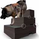 Pet Easy Steps Stairs for Dog Cat Bed Sofa Chair - Adjustable Height & Portable - Stable with Rubberized Anti-Slip Mat & Magnetic Alignment - Easy 10 Second Setup - Espresso