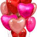 Upgraded Rose Gold and Red Balloons - Pack of 15 - Heart Shaped Foil Balloons for Valentines Day Wedding Birthday Bridal Shower Baby Shower Decorations