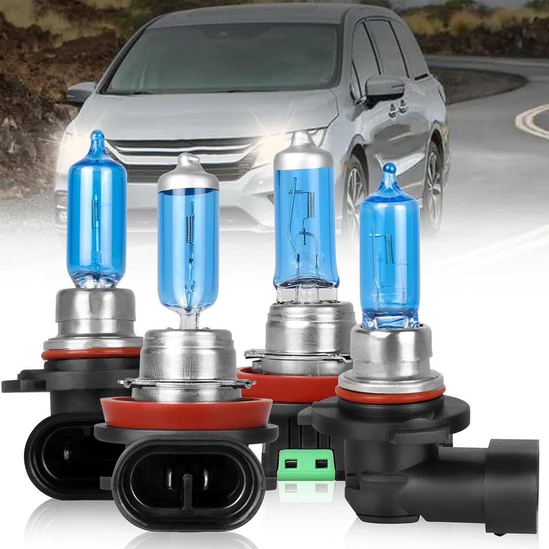 For Honda Odyssey 2011 2012 2013 2014 2015 2016-2020 Light Bulbs High Performance Halogen Headlight Bulbs 9005 High Beam+H11 Low Beam, Super Bright Front Light Car Replacement Bulb