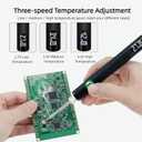 USB Rechargeable 650mAh Cordless Soldering Pen, Universal Threaded Soldering Iron with Adjustable Voltage & LED Display, Portable Soldering Kit for Home Appliance Repair (Black)