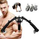 Adjustable Twister Arm Exerciser, 22-440lb Hydraulic Power for Men Women, 3 in 1 Hydraulic Power Chest Workout Equipment with Ab Roller Wheels and Hooks, Shoulder Muscle Training Fitness Equipment