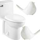 Ceramic Bird Toilet Bolt Covers Decorative Toilet Bolt Caps,Set of 2 Toilet Caps for Bottom of Toilet, Toilet Screw Cover Caps for Bolts Bathroom Decor Acessories, Easy Installation (White)