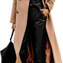 IDEALSANXUN Womens Long Wool Coats Fall Winter Notch Lapel Dressy Trench Coat Peacoat Jackets (Large, Camel)
