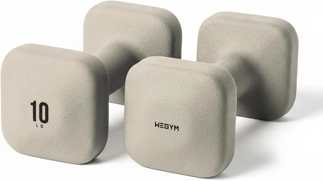 WeGym SafeGrip Square Dumbbells with Anti Slip Handles, Aesthetic Free Weights for Home Workouts, Stable Design Prevents Rolling during Floor Exercises, 10 lb 