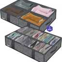 Large Under Bed Boots Shoes Storage Organizer Set of 2 (14+4 Pairs), Durable Closet Foldable Fabric Shoe Container Box with Clear Window, 33.9x 23.6x5.9inch, Light Grey, ZMGCUBS14S4