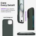 ORNARTO Compatible with iPhone 15 Case 6.1, Slim Liquid Silicone 3 Layers Full Covered Soft Gel Rubber Phone Case, Anti-Scratch Shockproof Protective Cover 6.1 Inch, Dark Moss