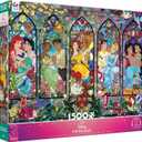 Ceaco Disney Princess Royal Windows Jigsaw Puzzle  1500 Piece Puzzle for Adults, Stained GlassStyle Princess Artwork, Includes Reference Poster