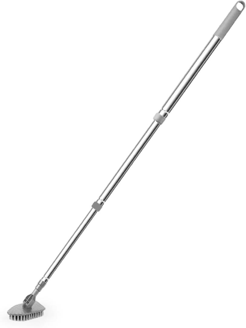 Electric Spin Scrubber, 2024 Upgraded IPX8 Cordless Cleaning Brush with 9 Replaceable Brush Heads, Detachable as Short Handle, Shower Cleaning Scrubber for Bathroom Tub (Dark Gray)