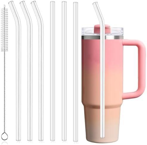 6-Pack 10.5 inch Replacement Straws for Stanley & Yeti 30oz Cup Tumbler, Food Grade Tritan Plastic Reusable Straws with Cleaning Brush, Clear Long Straw for Drinking Smoothie, Cocktails, Juice