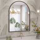 JIINGYO Arched Mirror for Wall, 22"x30" Black Arch Bathroom Vanity Mirror, Metal Floral Frame Decorative Arch Wall Mirror, Matte Black Arched Mirror for Washroom, Bedroom, Entryway, Living Room