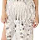 Bsubseach Womens Swimsuit Crochet Cover Up Sleeveless Bikini Swimwear Bathing Suit Beach Dress (One Size, Beige)