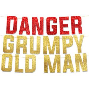 Pre-Strung Funny Birthday Gold Glitter Banner - Funny Retirement Decorations for Men and Women - Retirement Party Supplies and Gifts