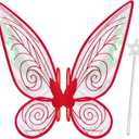 Fairy Wings for Adults,Butterfly Wings for Girls,Angel Wings,Fairy Costume for Women Halloween Dress Up Party Favor (Red)