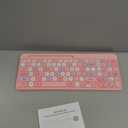 Retro Wireless Keyboard with Round Keycaps, 2.4GHz Full-Size USB Cute Wireless Keyboard Mouse for Computer, Desktop, Laptop and Computer (Pink-Colorful)