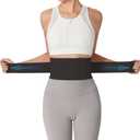 Ultra Thin Back Brace for Lower Back, Breathable Lightweight Back Brace for Women & Men, Adjustable Back Support Brace for Lower Back Pain Relief, Sciatica, Scoliosis, Herniated Disc (Black, Large)