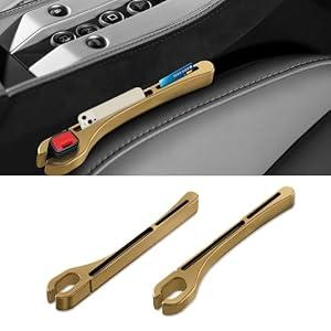 PACLVIO Car Seat Gap Filler Organizer, 2 in 1 Car Gap Filler with Fill and Storage Function for Storing Phones Keys Cards, Universal Auto Accessories No Drop Seat Guard for Cars, Trucks & SUVs (Beige