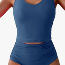 Eomenie Two Piece Tankini Swimsuits for Women Tummy Control Bathing Suits Cutout Back Swim Tank Top with High Waisted Bottom
