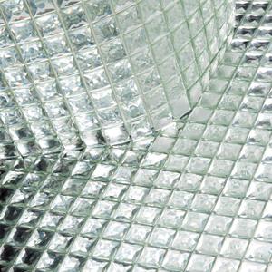 Peel and Stick Silver Mirror Glass Mosaic Tiles, 12x12 Inch, Beveled Crystal Adhesive Backsplash for Kitchen Bathroom Wall (17-Facet, 5 Sheets) (12*12 Inch, Silver Adhesive 17 Faces Square)