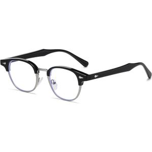 AIEYEZO Retro Blue Light Glasses for Men Women 90s Classic Semi-Rimless Eyeglasses Fashion Cumputer Gaming Glasses