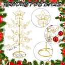 2 FT Jesus Iron Christmas Tree Ornament Display Stand with Hanger Hook Metal Ornament Display Tree Stand Hanger for Jesus Christmas Balls Bauble Decorations Gift Craft Tabletop (Gold)
