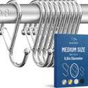 10-Pack Metal S Hooks for Hanging  Heavy-Duty S-Shaped Hook with Safety Buckle  Fits Bars up to 0.8 In  Anti-Drop S-Hooks for Kitchen, Bathroom, Closet & Pot Racks  Silver (Medium)