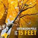 ZEGJAW Pole Saw, 8-Inch Cordless Pole Saw for Tree Trimming, 15-FT Max Reach, 16ft/s Cutting Speed, Auto Oiling, Tool-Less Electric Pole Saws, Tree Trimmer with 2x3.0Ah Battery & Charger