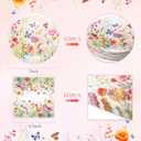 Zhehao 120 Pcs Wildflower Dessert Plates Flower 7 Inch Disposable Paper Plates and Napkins Bulk Floral Birthday Party Decorations Wedding Party Supplies