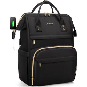 LOVEVOOK Laptop Backpack Women, 15.6 Inch Work Backpack Woman for Teacher Nurse Bags, Computer College Backpack Purse, Waterproof Anti-theft Travel Backpack with USB Charging Port, Black