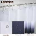 3 PCS Black and White Shower Curtain and Rug Sets with 12 Hooks, 71 x 71 Waterproof Ombre Bathroom Shower Curtains Set for Hotel Bathroom Decor