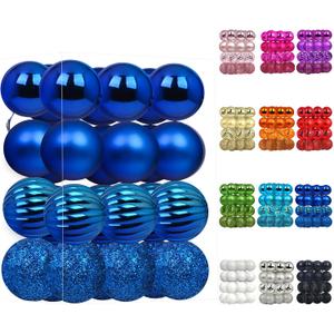 3 x Emopeak 24Pcs Christmas Balls Ornaments for Xmas Christmas Tree - 4 Style Shatterproof Christmas Tree Decorations Hanging Ball for Holiday Wedding Party Decoration (Navy Blue, 1.3"/3.2CM)