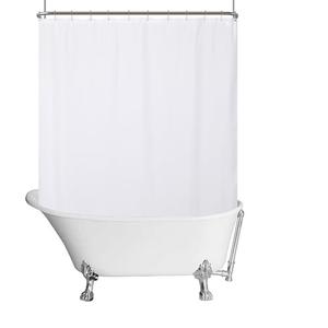 HOME Waterproof Fabric Clawfoot Tub Shower Curtain 180 x 70 inch All Wrap Around, 36 Hooks Included, Breathable Fabric, Machine Washable, White, 180x70