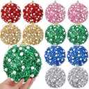 Riceshoot 12 Pcs 6 Inch Large Christmas Balls Ornaments for Tree with Peal Sparkle Sequin Big Glitter Christmas Tree Decor Xmas Shatterproof Hanging Balls for Xmas Holiday Party Supplies (Colorful)