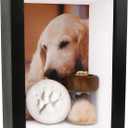 Dog Memorial Shadow Box Frame 5x7 with Paw Print Kit and Fur Keepsake Box Small Pet Memorial Frame Box for Dogs and Cats that Passed Pet Death Sympathy and Remembrance Gift for Pet Owners