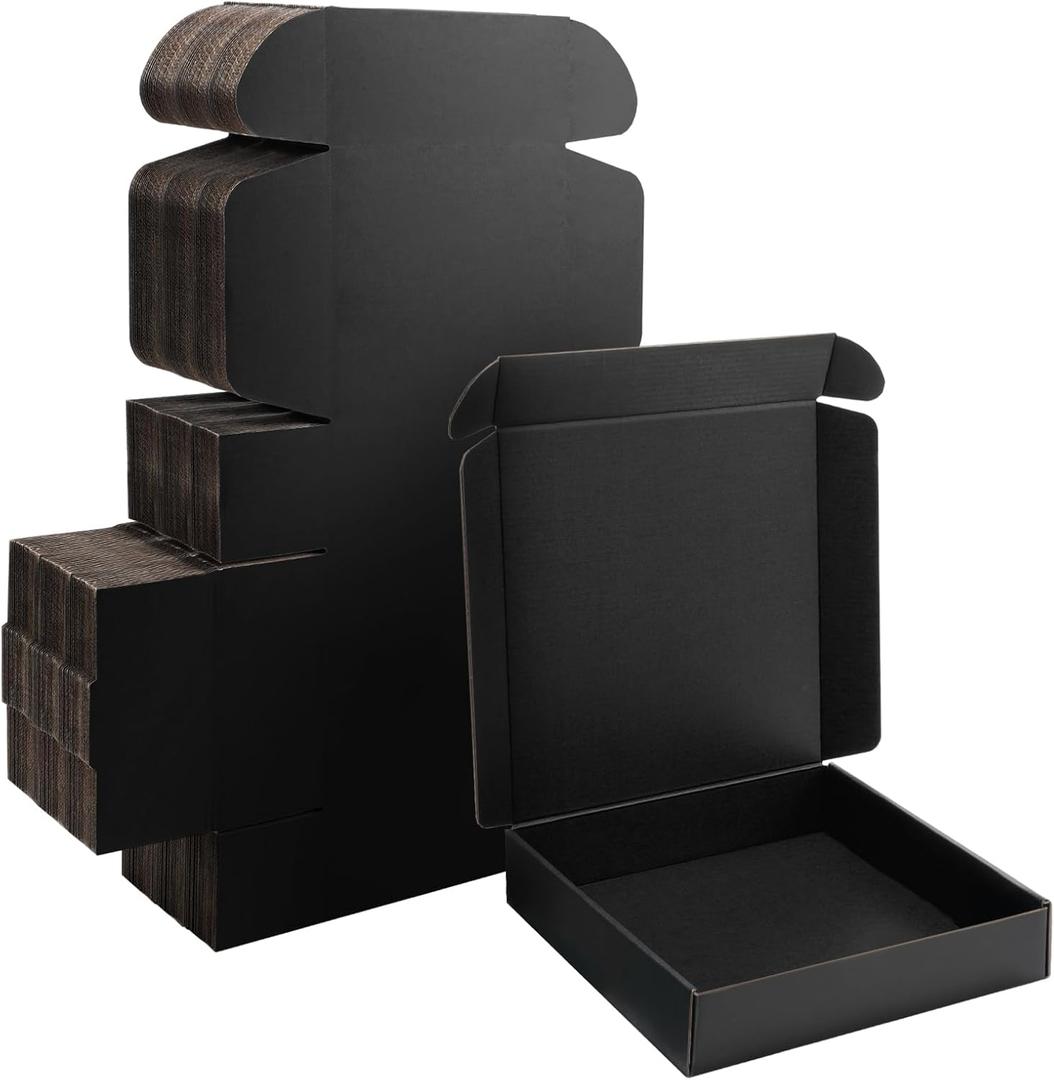 10x10x2 Black Shipping Boxes Small - 25 Pack Corrugated Cardboard Mailer Boxes for Packaging, Mailing, Gift Giving | Sturdy, Recyclable, Perfect for Small Business Supplies, Ecommerce