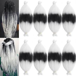 Marley Twist Braiding Hair 8 Packs Springy Afro Twist Hair 16 inch Pre-Separated Braiding Hair for Distressed Faux Locs Spring Twist Hair Extensions for Women (Black and white, 16 Inch (Pack of 8))