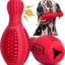 Treat Dispensing Puzzle Dog Toy - Interactive Chew Toys for Aggressive Chewers, Durable Rubber with Squeaker & Mental Stimulation for Large Medium Small Dogs Breeds (Red Bowling Pin)