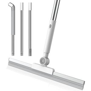 nacena Floor Squeegee, 52-in Adjustable Long Handle Squeegee for Floor Water Removal 180 Rotatable Head Squeegee Broom for Cleaning Window Shower Glass Tile Garage Concrete Pet Hairs, Grey&White