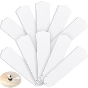 10Pcs Replacement Fan Blades for 42 52 Ceiling Fan Waterproof Weatherproof Blades Replacement for Broken Substitution Replacing Indoor Outdoor Summer(White,52 Inch)