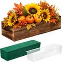 Dandat 1 Set Wood Boxes for Centerpieces 12x4 Inch Rectangle Wooden Planter Box Rustic Wood Planter with Removable Plastic Liner Floral Foam Blocks for Centerpieces Home Wedding Garden Decor