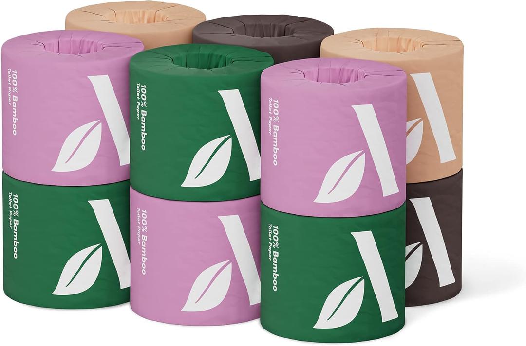 Amazon Aware 3-ply Bamboo Toilet Paper, Unscented, 12 Rolls, 350 Sheets per roll, Total 4200 Sheets, Plastic-Free