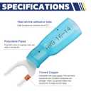 haisstronica 200PCS Heat Shrink Fork Terminals, 16-14 AWG, #8, Blue | Screw Access Without Full Removal, 3:1 Adhesive-Lined Seal, Fuse Block and Amplifier Wiring, Brazed-Seam Crimp Barrels