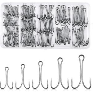 Fishing Double Hook Kit Frog Fishing Hooks Classic High Carbon Steel Fly Tying Fishing Hooks Open Shank Double Hooks for Saltwater Freshwater (130PCS)
