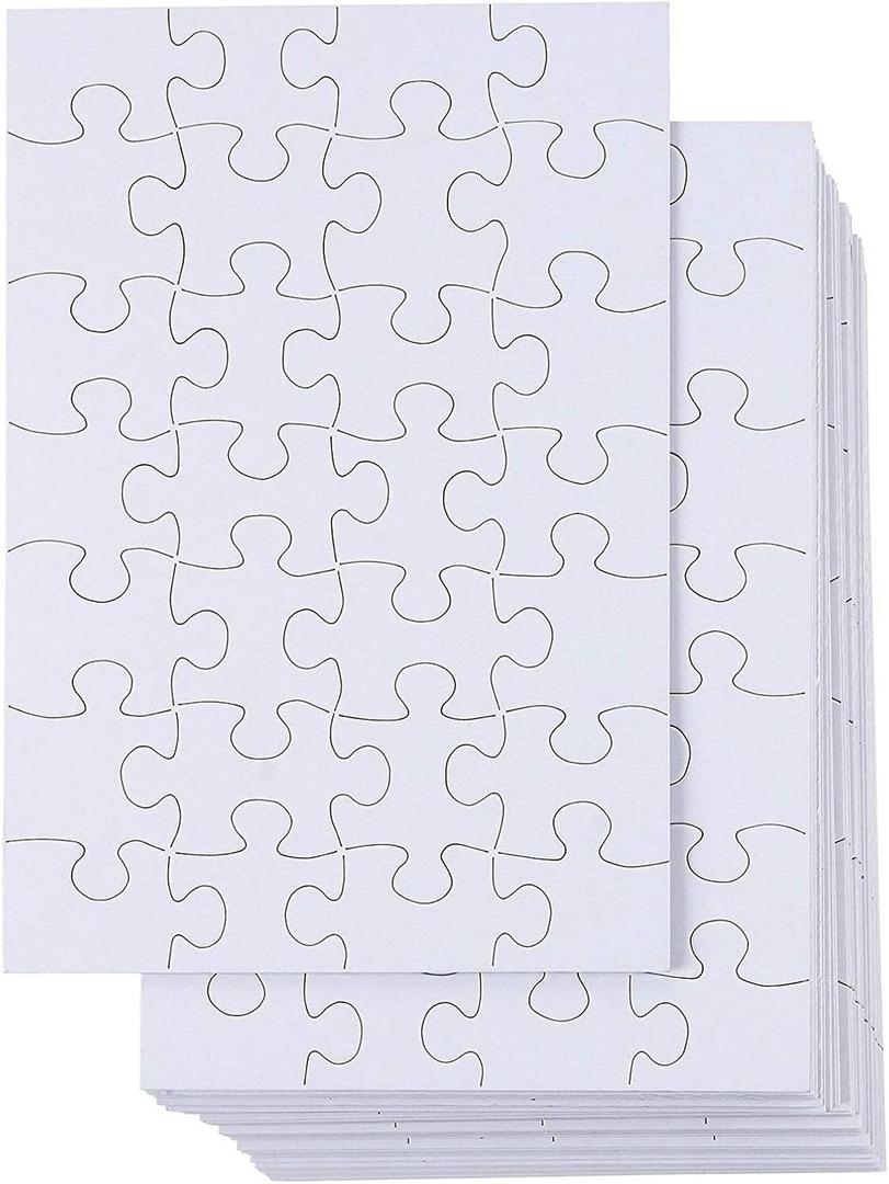 Juvale 48 Sheets Blank Puzzles to Draw On Bulk  6x8 inch Make Your Own Jigsaw Puzzle for Kids Crafts Projects (28 Pieces Each)