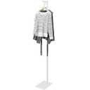 Sintuff Adjustable Cloth Display Stand 48-72 Inches Single Garment Rack Metal Costumer T Shirt Display for Thrift Shop Vendors Retail Store (White)
