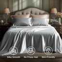 Bedsure Satin Sheets Queen Size Bed Set - Luxury Silky Bed Sheet Set, Ultra Soft & Wrinkle Free, Good for Hair & Skin, Gifts for Women, 15 Inches Deep Pocket, 4-Piece (Queen, Silver Grey)